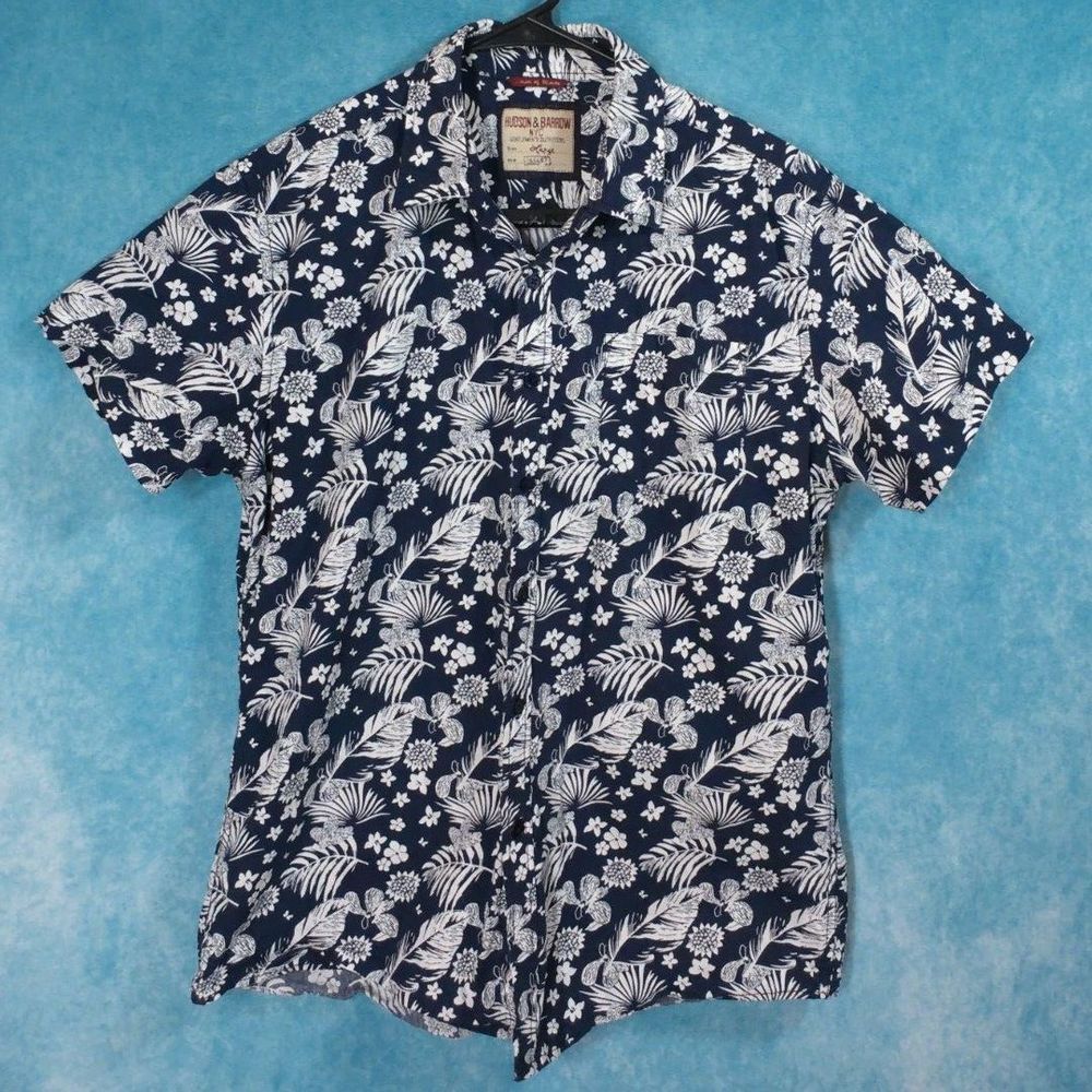 Hudson & Barrow NYC Short Sleeve Button Up Floral Men's Shirt, Size Large